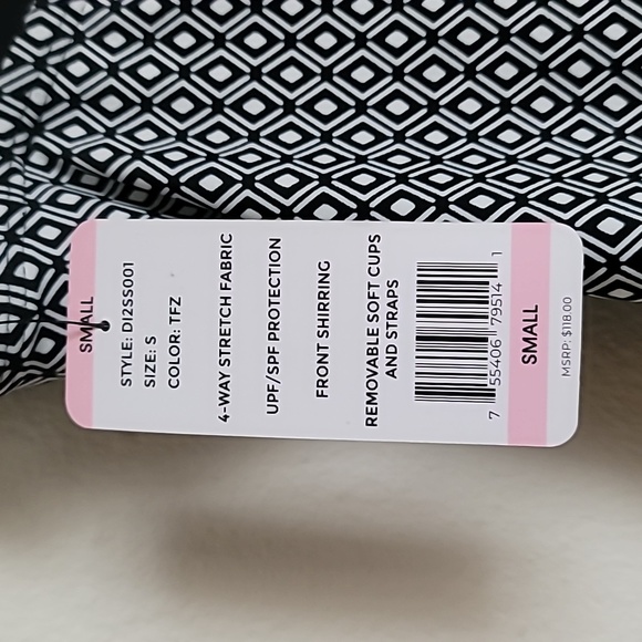 New DKNY One Piece Black and White Geometric Swim Suit Small - Picture 7 of 12